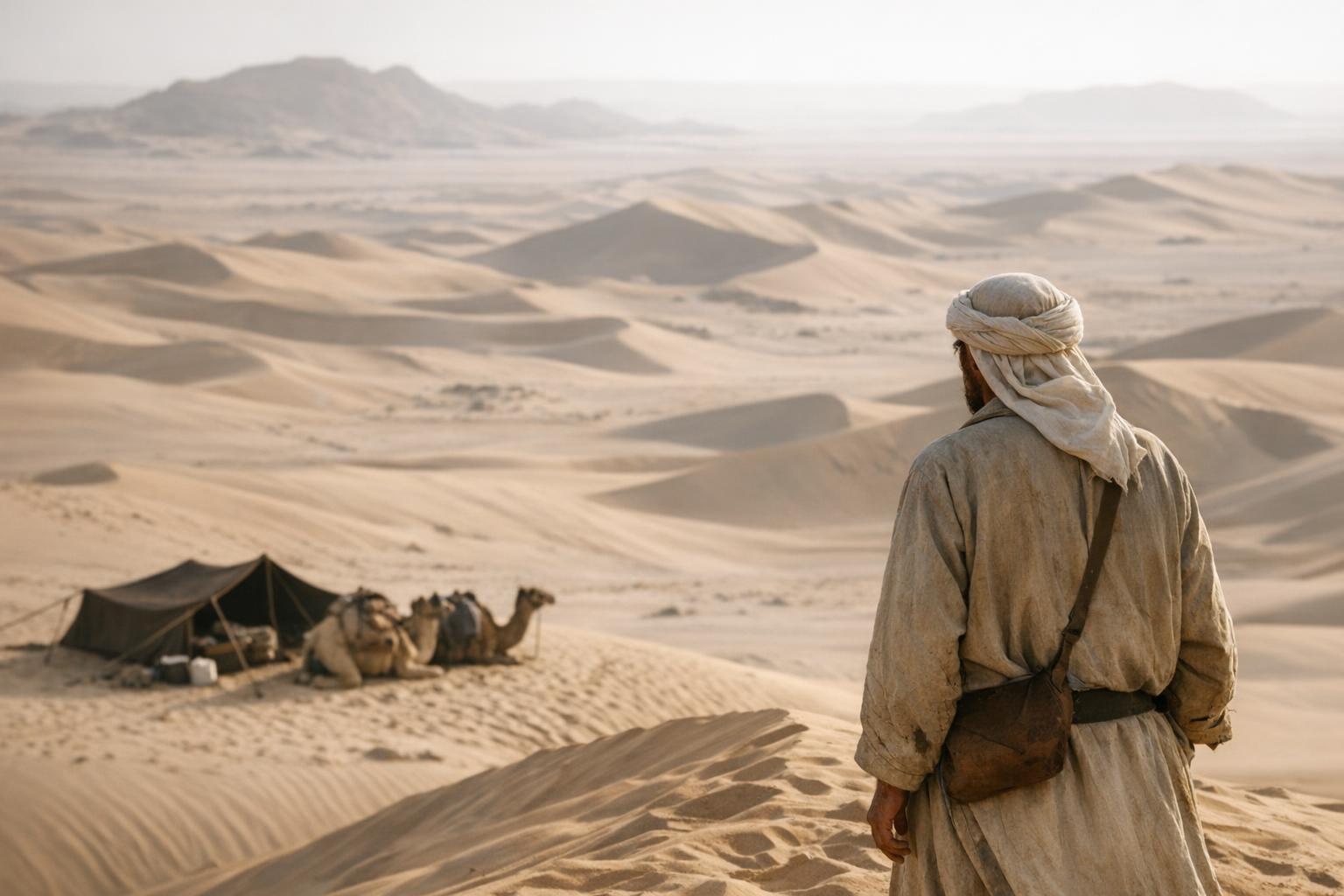 Wilfred Thesiger's camp during Arabian Peninsula exploration in the Empty Quarter