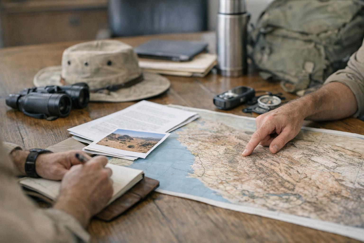 Explorers Club Middle East members preparing for a field expedition in the desert