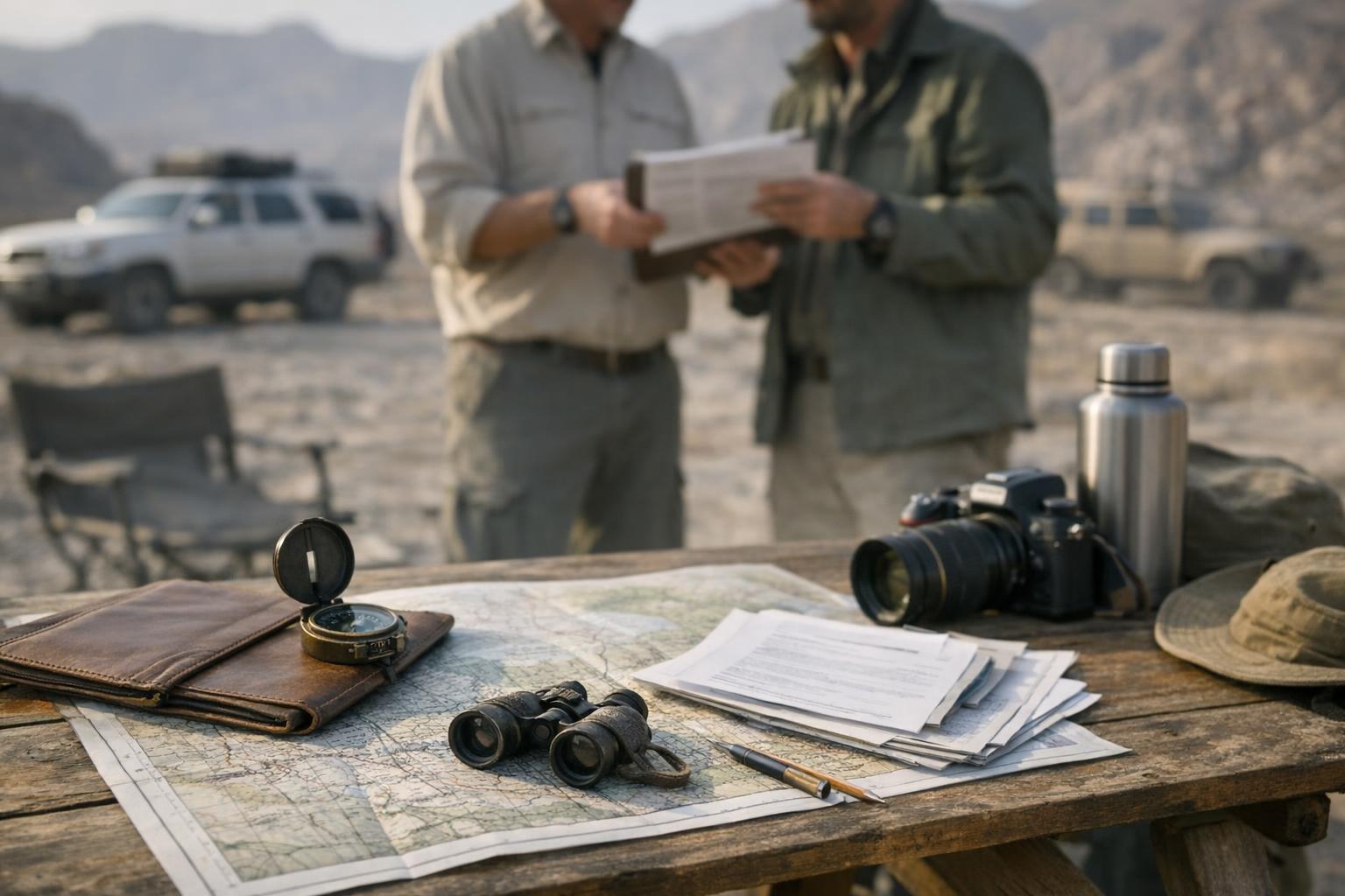 Members of the Explorers Club Middle East conducting field research in a mountainous region