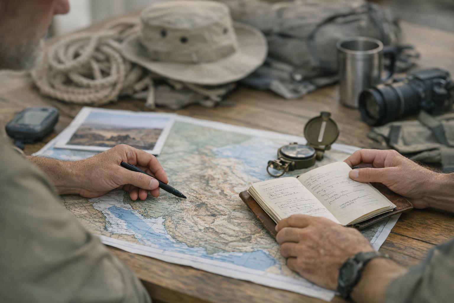 Explorers Club Middle East members conducting field research in the desert