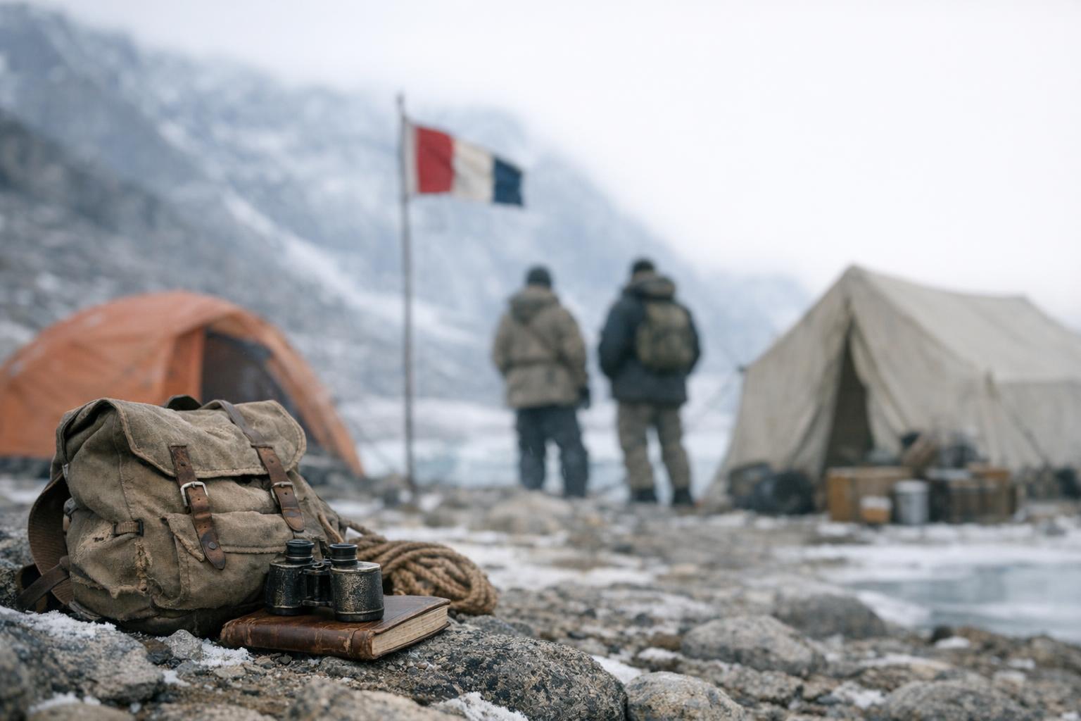 Historic expedition carrying the explorers club dubai flag through uncharted terrain