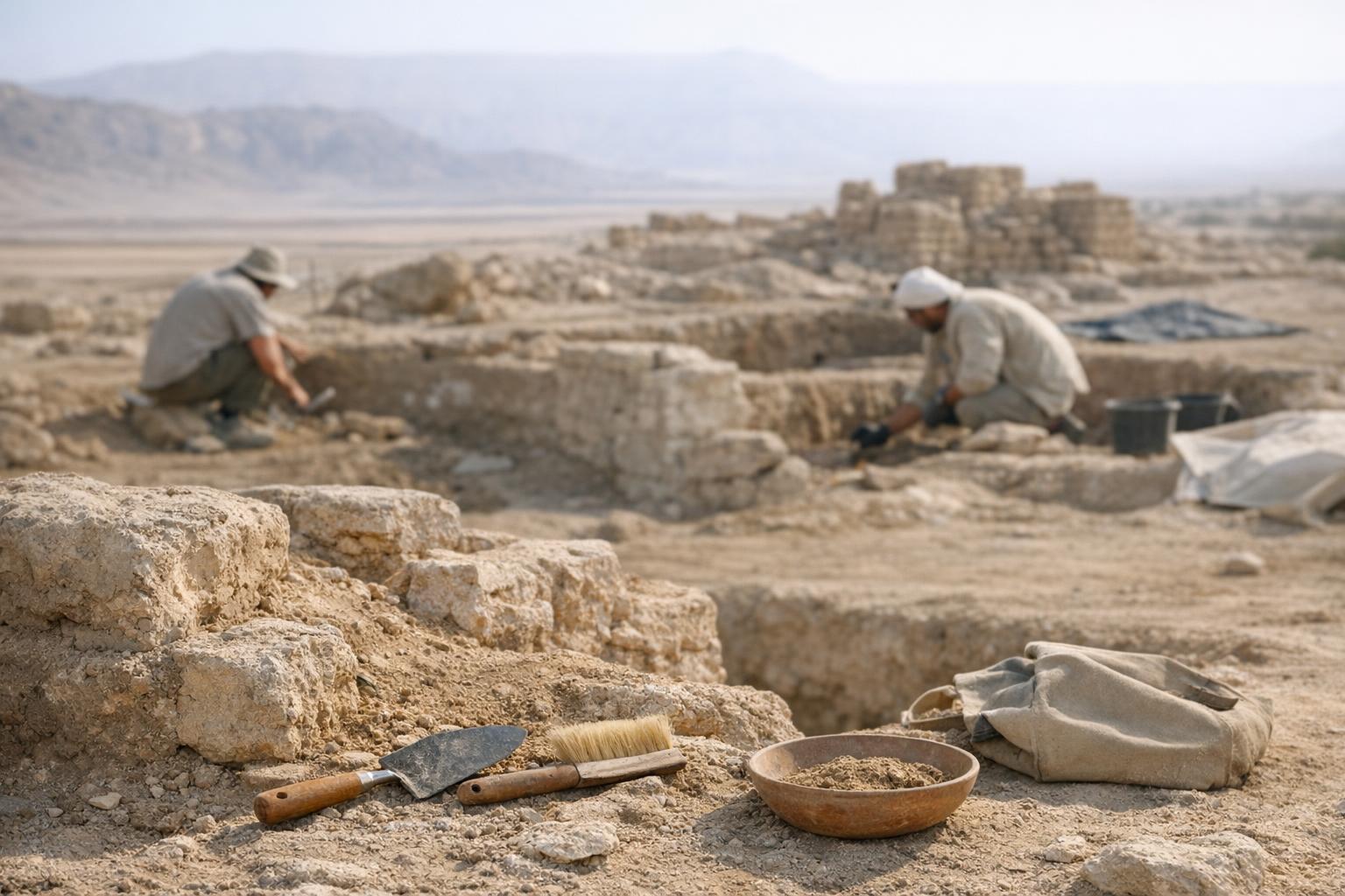 Archaeologists in the midst of middle east exploration uncovering ancient relics