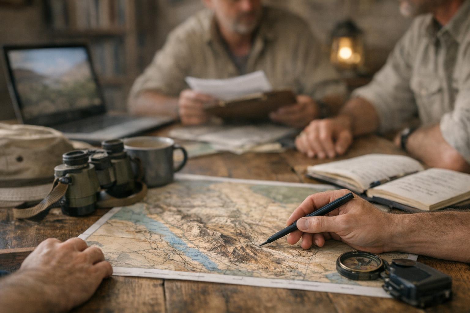 Explorers from the Explorers Club Middle East Chapter preparing for an expedition