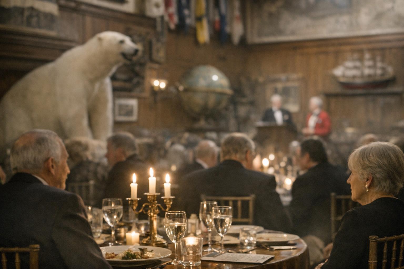 Members of the Explorers Club Dubai discussing field research at the annual dinner.