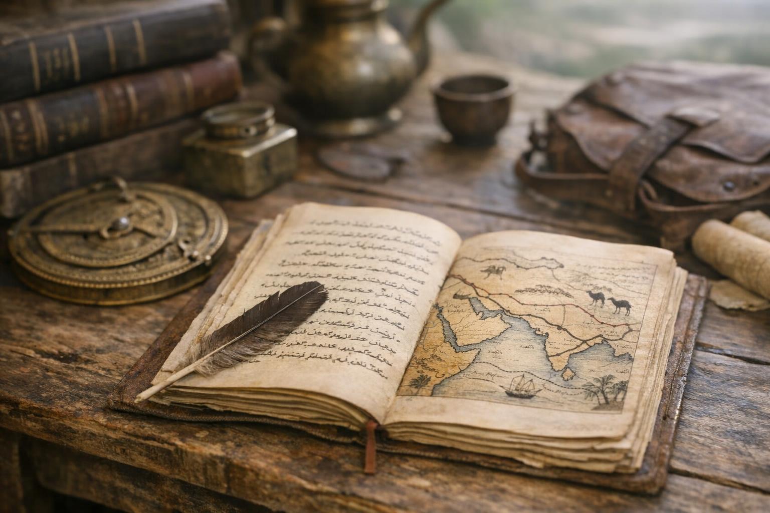 Map illustrating Ibn Battuta's extensive travels, showcasing his connection to the middle east explorer community