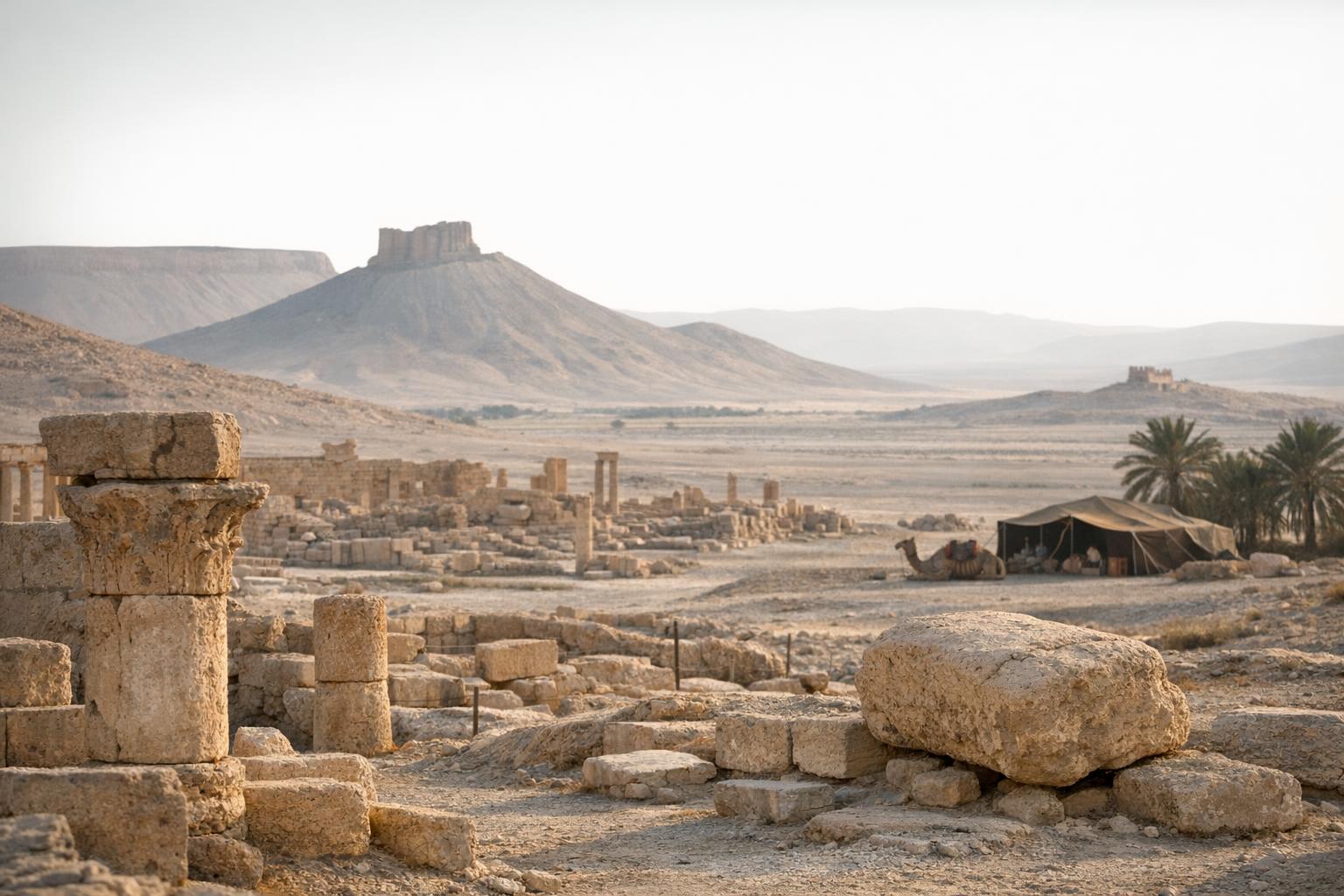 Members of the middle east explorer community conducting research in a desert landscape