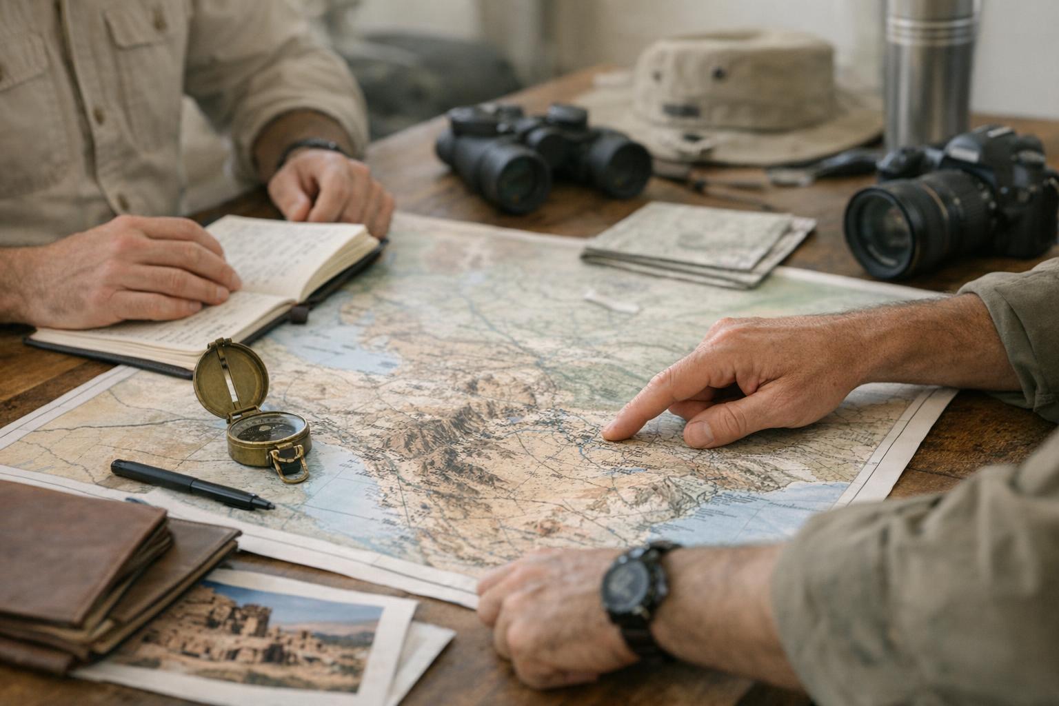 Members of the Explorers Club Middle East conducting a field expedition in the Arabian Desert
