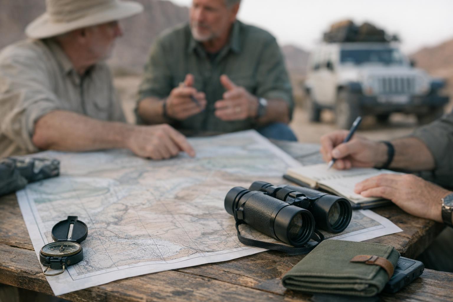 Members of the Explorers Club Middle East preparing for a field expedition