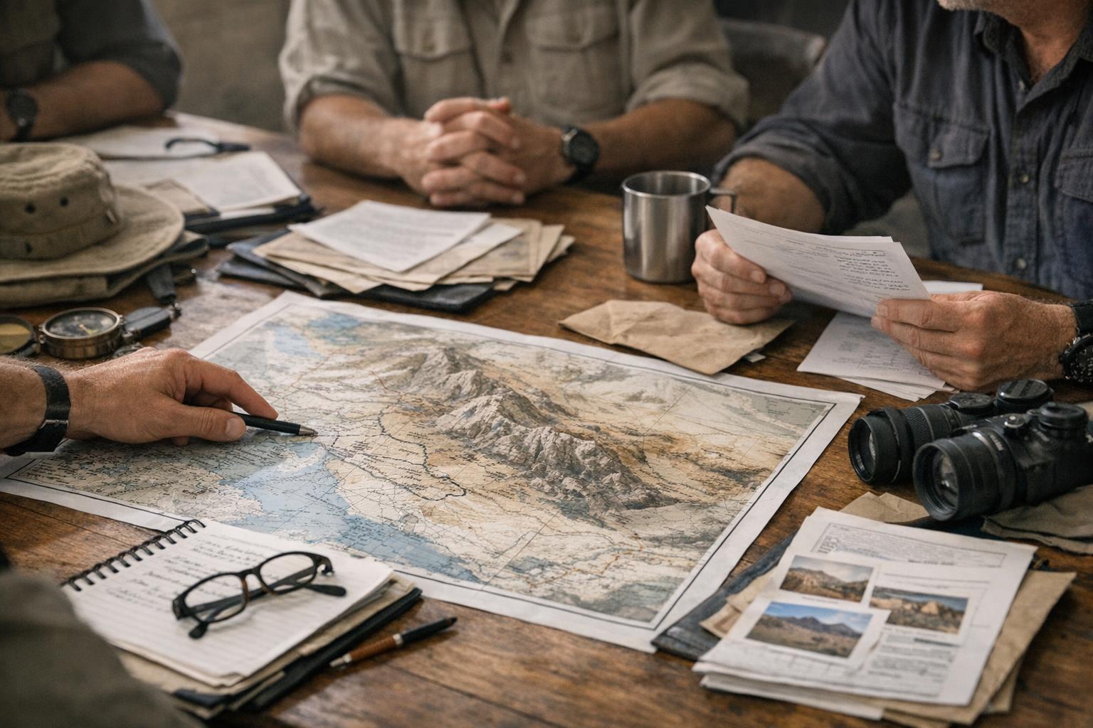 Field researchers from the Explorers Club Middle East conducting a study in the Arabian Desert