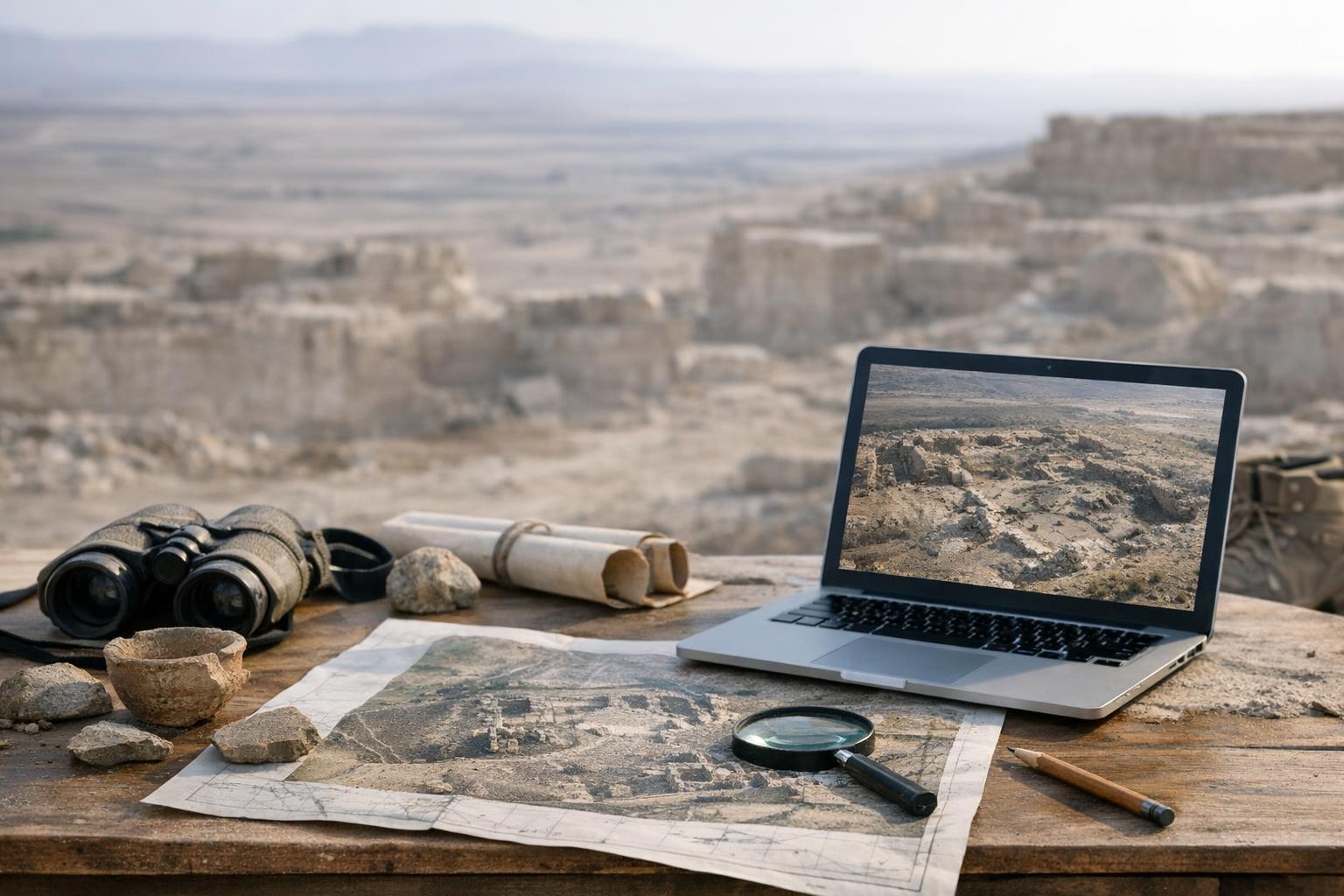 Archaeologists on a field expedition as part of middle east exploration