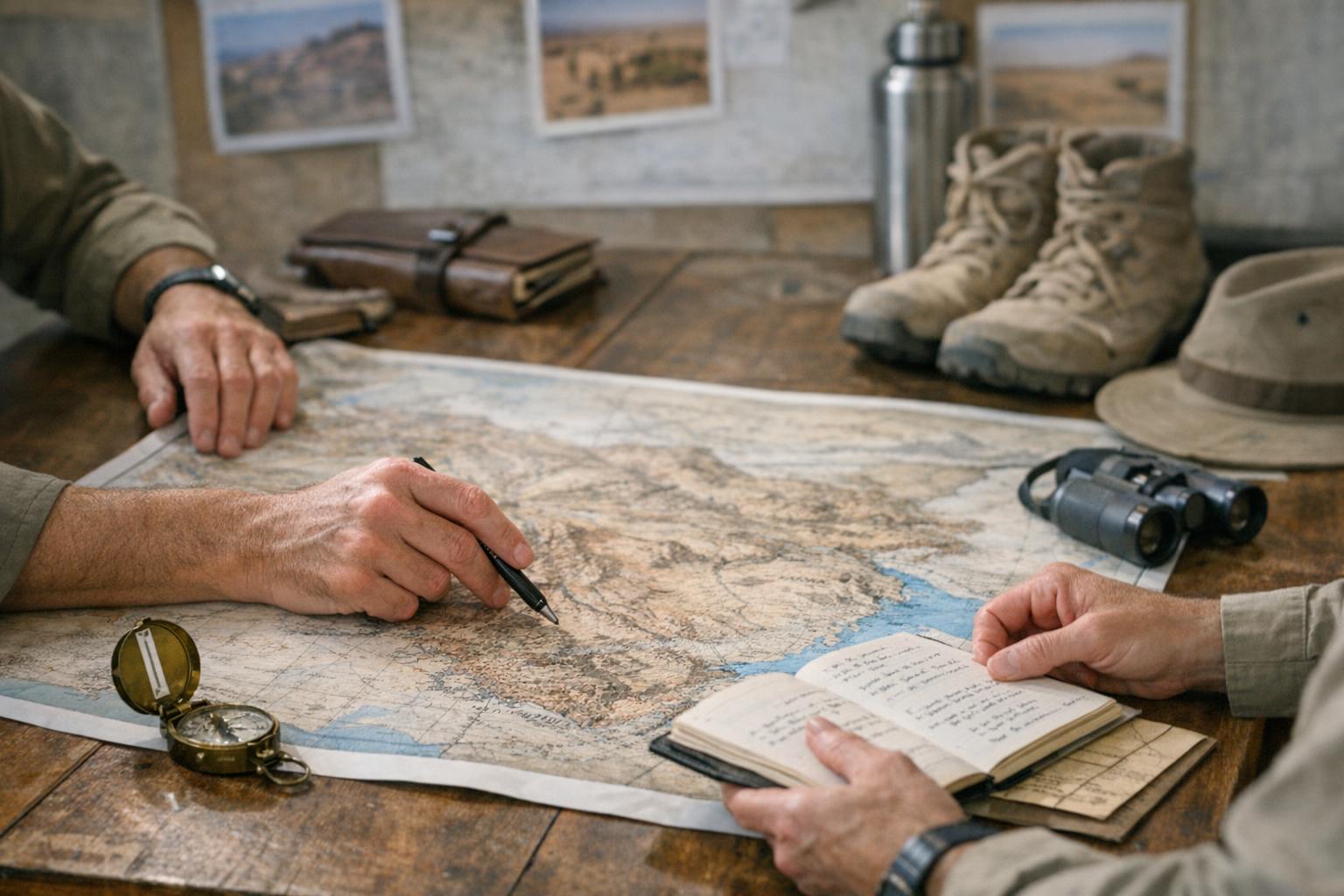 Members of the Explorers Club Middle East Chapter strategizing for an upcoming expedition