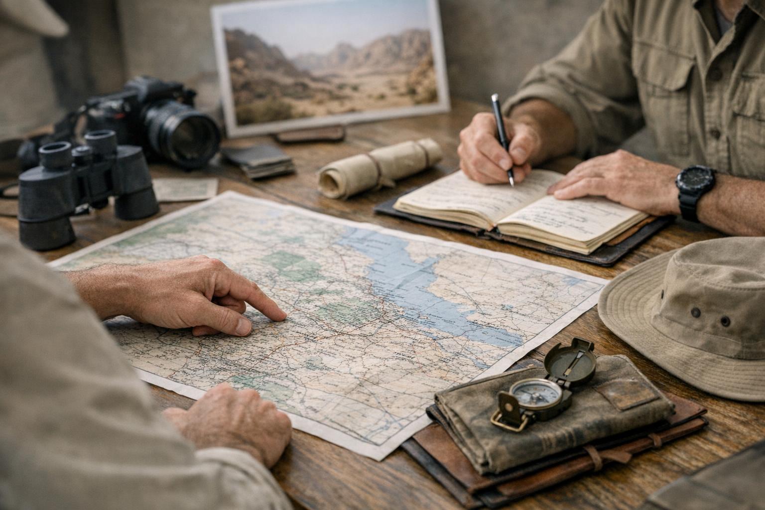 Field researchers from the Explorers Club Middle East conducting a study in the Arabian desert